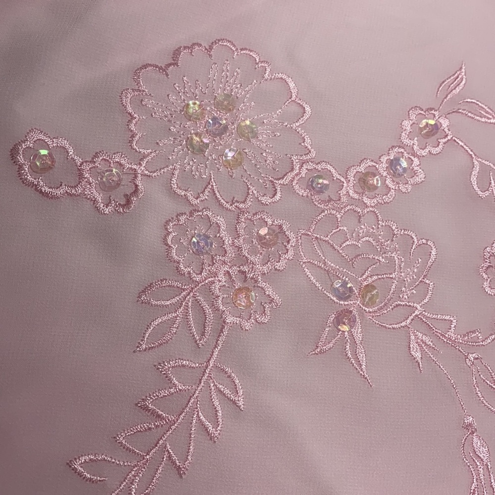Sexy Silk Babydoll Nighty Romantic Sequins Embroidered Pink 80s 90s Y2K Lingerie - Picture 8 of 16